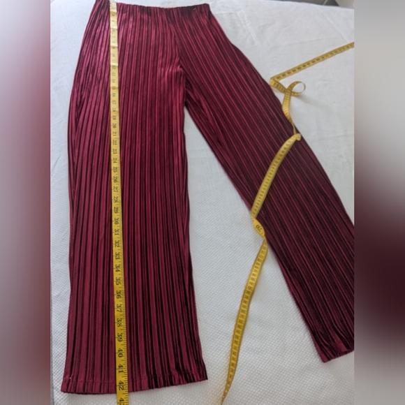 ALFANI Women's  Size Medium Wide Leg Pants Mod Shimmer Velvet Burgundy . - Picture 4 of 7